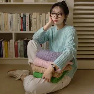 [J-BASIC] 산뜻봄 꽈배기 기본니트(라운드/브이넥)