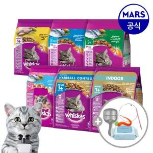 위스카스 포켓 건사료 3kg/7kg+모래삽+고양이낚시대+베베숲물티슈