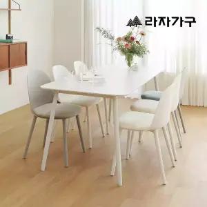라자가구 에이프릴 세라믹 라운드사각 6인 테이블 1800 식탁세트(의자6개포함)