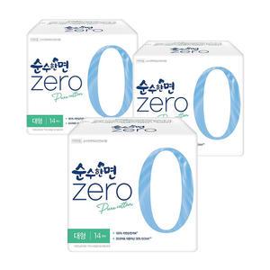순수한면 제로 생리대 ZERO 대형 14개입x3팩