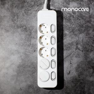 모노케어 개별 5구 (16A) 2.9m 멀티탭 +안전커버 2개