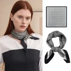 엔비 무드 체크 스카프 여성 간절기 미니 사각 쁘띠