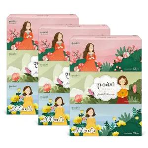 한예지 캐릭터 천연펄프 미용티슈 200매 3입 3팩