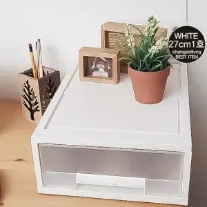 1호 1단 27cm 화인 화이트 스텝 서랍박스 수납박스 오피스용품 플라스틱서랍장 서류정리함 멀티박스