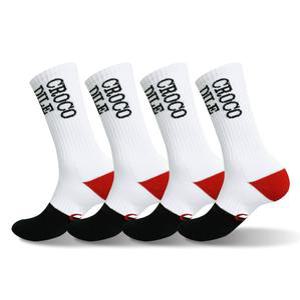 크로커다일 남성 스포츠 쿠션 투톤 배색 장목 양말 CD4SK1032, 화이트, 4족