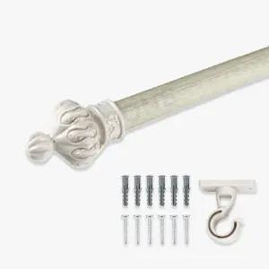 코텍스 커튼봉 3m 4.5m 아이보리 엔틱 우드 25파이용 길이조절 커텐레일 브라켓 교체