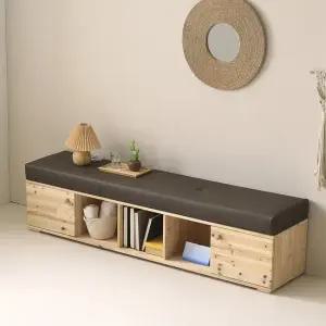 젠트 삼나무 인조가죽 1800 도어형 수납 벤치 DLA128