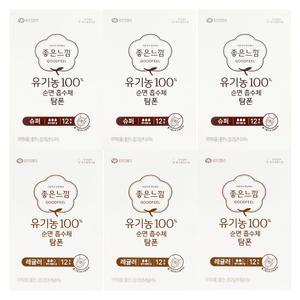 좋은느낌 유기농 순면 탐폰 슈퍼 12P x 3개+레귤러 12P x 3개