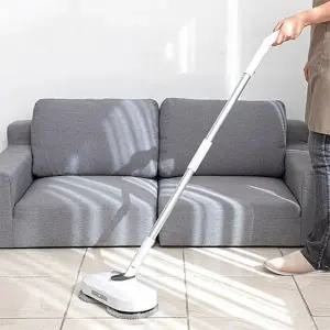 듀얼스핀 물분사 무선 물걸레 청소기 걸레포4장 LED 회전 밀대 전동걸레 각도조절 셀프스탠딩