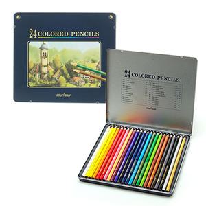 문화 넥스프로 유성 색연필 24색 틴케이스