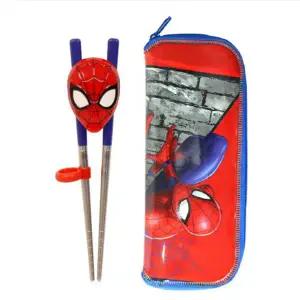 [홈앤키즈]마블 스파이더맨 입체페이스스텐릴팡젓가락 지퍼케이스세트 어린이집 유치원 초등학생 수저 소풍
