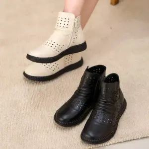 [제이시]제이시 발볼넓은 여자 소가죽 펀칭 여름부츠 3cm S110