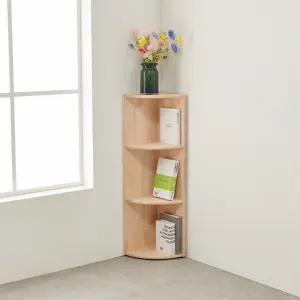 [우아미가구]라리 고무나무 원목 3단 코너 책장