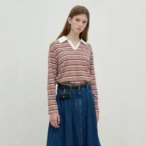 [롯데백화점]올리브데올리브 오픈카라 스트라이프 티셔츠 OW5AE891