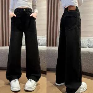 [삐삐네옷가게]여아용 주니어 블랙 엘라 와이드 데님 팬츠