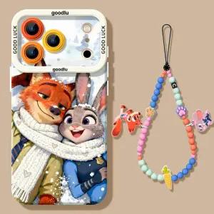 주토피아 아이폰 케이스 주디 닉 귀여운 캐릭터 휴대폰 케이스 스트랩 포함
