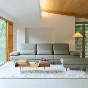 [가죽클리너 증정][다우닝] 플라나 베이직 3.5인 전체 통가죽 소파+스툴