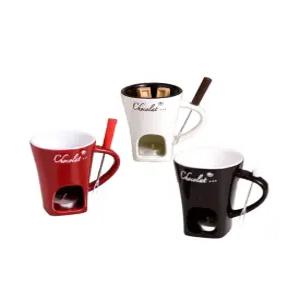 퐁듀컵 퐁듀팟 치즈 미니 워머 레드 세라믹 초콜릿 멜팅