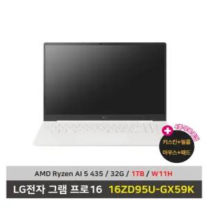 LG전자 그램 프로16 노트북 16ZD95U-GX59K AMD AI 5 SSD1TB교체/32G/Win11설치 마우스+패드+키스킨+필름 - KW