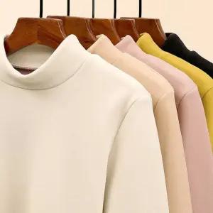 티셔츠 반목폴라 긴팔 여성 데일리 기모플리스 하프넥