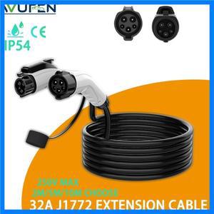 WUFEN 32A 2M/5M/10M 전기 자동차 J1772 연장 코드 충전 케이블 SAE J1772 암 플러그 전기 자동차 충전용