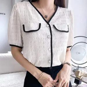 웰컴 MK81YS11 버블 가디건 슬리브 크림 쇼트 화이트 브