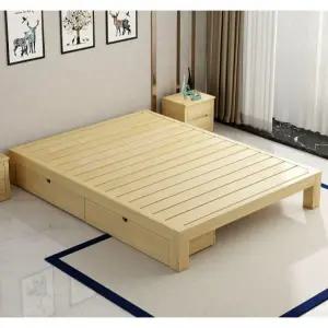 나무 침대 프레임 저상형 낮은 더블 평상형 라지킹 매트리스받침 싱글
