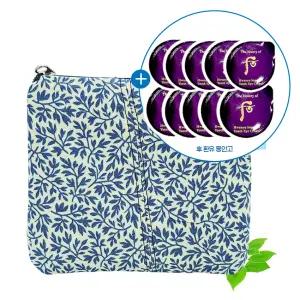 핸드메이드 사각 지퍼 파우치 (후 환유 동안고 모노도즈 )블루 리프S