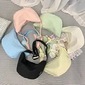 크로스숄더백 파스텔 컬러 반달 패브릭 크로스백 캐주얼 학생 가방