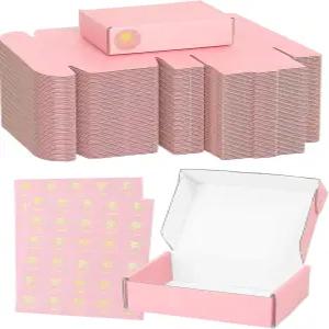 작은 분홍색 배송 상자 선물용 6x4x1.6 귀여운 우편 포장 50 팩