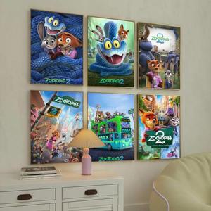 귀여운 동물 Z zootopia 2 포스터 홈 거실 사무실 바 벽 장식 스티커에 적합