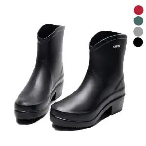 키높이 여자 작업화 설거지장화 고무장화 레인부츠 방수신발 통굽 단목 방수