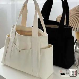 사각 숄더백 빅사이즈 패브릭 가벼운 여성 숄더백 다용도 빅백 학생 기저귀 데일리 에코백 지퍼 무지 외부