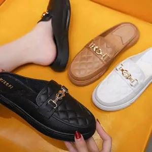 골드체인 퀼팅패턴 여성 블로퍼 발편한 뮬슬리퍼 뮬