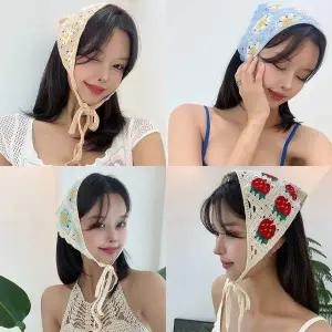 라덴뜨개두건 898VGI18 헤어액세서리 여름 봄 스타일링 꽃 딸기