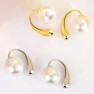 루미나 749DXN28 플로우 듀얼라인 리버시블 앞뒤 진주 은침 귀걸이