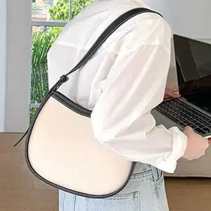 반달백 배색 캔버스 호보백 숄더백 크로스백 데일리룩