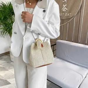 스트랩크로스백 여성 크로스백 토드백 밀짚 손목고리 미니 데일리