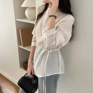 [코코블랑] 로브 모크넥 블라우스(타이set)