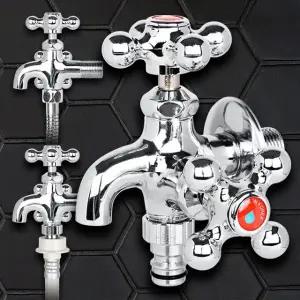 십자두갈래 베란다수도꼭지 양갈래2구 세탁기수도연결