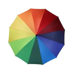 패션우산 레인보우 일자핸들 장우산 튼튼한 반자동 우산 12k