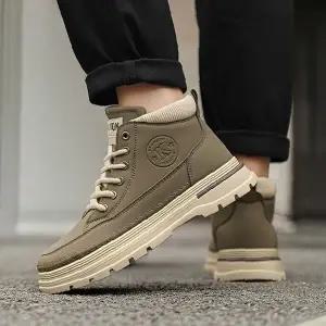 남성 겨울 앵클부츠 2색상 소프트 스티치 디테일 레이스업 워커 데일리 캐주얼화