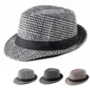 모직 체크 페도라캡 여자 베레모