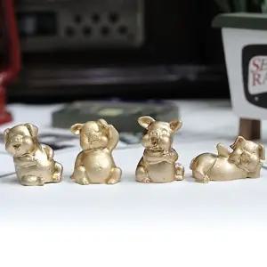 골드 돼지 장식 소품 4P인형 인테리어 용품 인테리어품 장식품 미니어쳐 디자인 어처