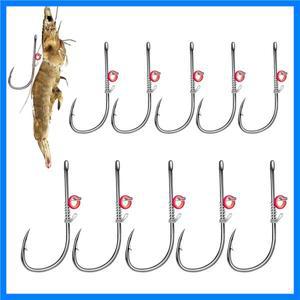 10개/세트 생새우 미끼 바늘 탄소강 가시 낚시 바늘 구멍 있는 메기 배스 낚시 바늘 소프트 루어용 낚시 도