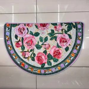 플라워 장미 반달 발매트 현관 욕실 60x90출입문 규조토 화려한 업소용