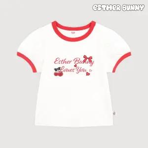 [에스더버니리틀] 체리리본배색퍼프티셔츠