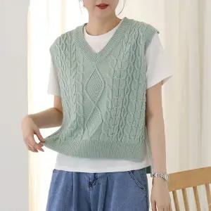 블리숍 꽈배기 옆트임 니트 조끼 /레이어드 체형커버 UKN112