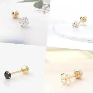 (올핀)10K 금 골드 피어싱 데일리 기본 큐빅 귀걸이