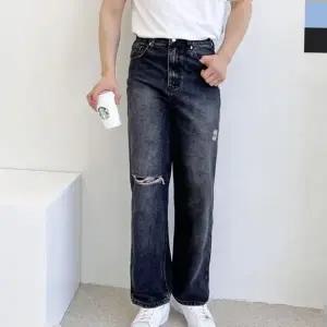 남성 헤짐 와이드레그 청바지 1P 빅사이즈 찢청 데님